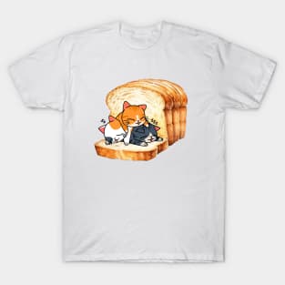 Funny Kawaii Cute Foodie Fast Food Lover Bread Toast Cat T-Shirt